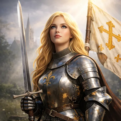 Jeanne d'Arc, the teenage warrior and holy maiden who led France to victory and was burned at the stake for her faith