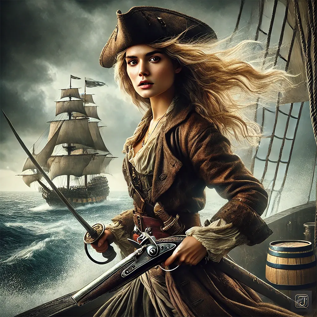 Mary Read, the legendary female pirate who disguised herself as a man and fought fearlessly on the high seas during the Golden Age of Piracy