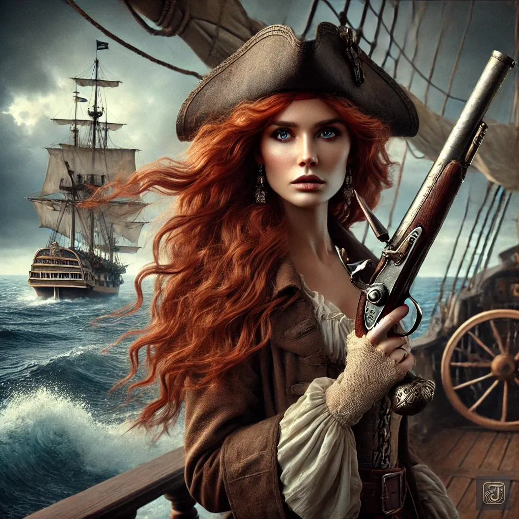 Anne Bonny, the fearless female pirate who defied societal norms and sailed alongside Calico Jack and Mary Read during the Golden Age of Piracy
