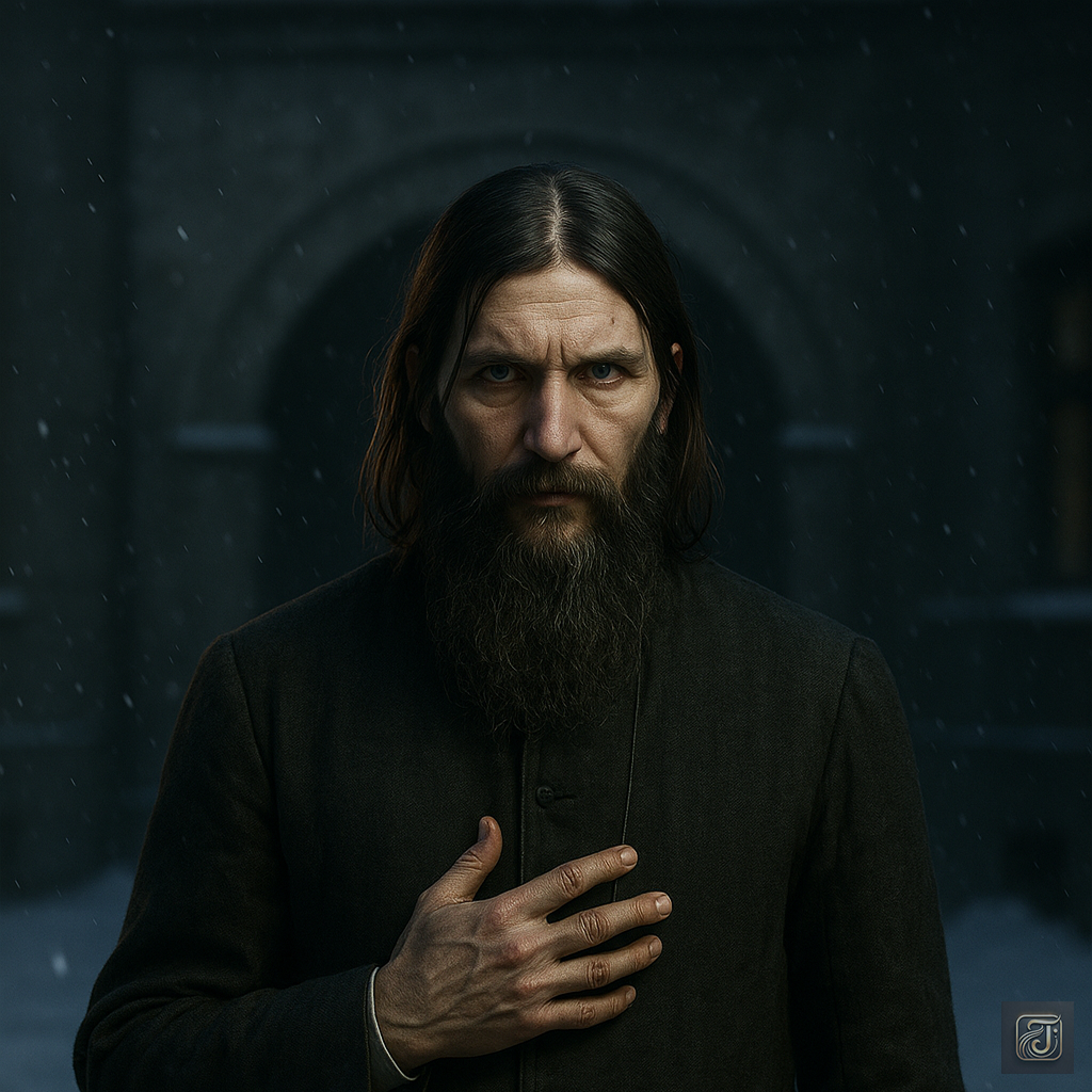 A 3D-rendered portrait of Grigori Rasputin, the Mad Monk of Russia, known for his influence over the Romanovs and his mysterious death.