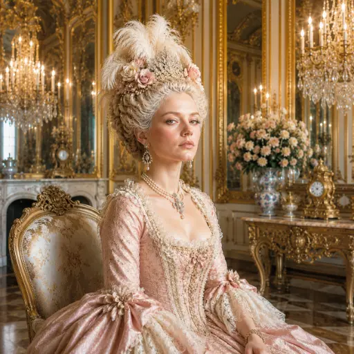 Marie Antoinette, the extravagant French queen whose lavish lifestyle and downfall during the Revolution led her to the guillotine.